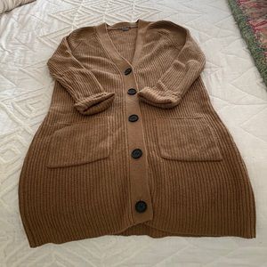 Vince caramel colored long cardigan, size small.